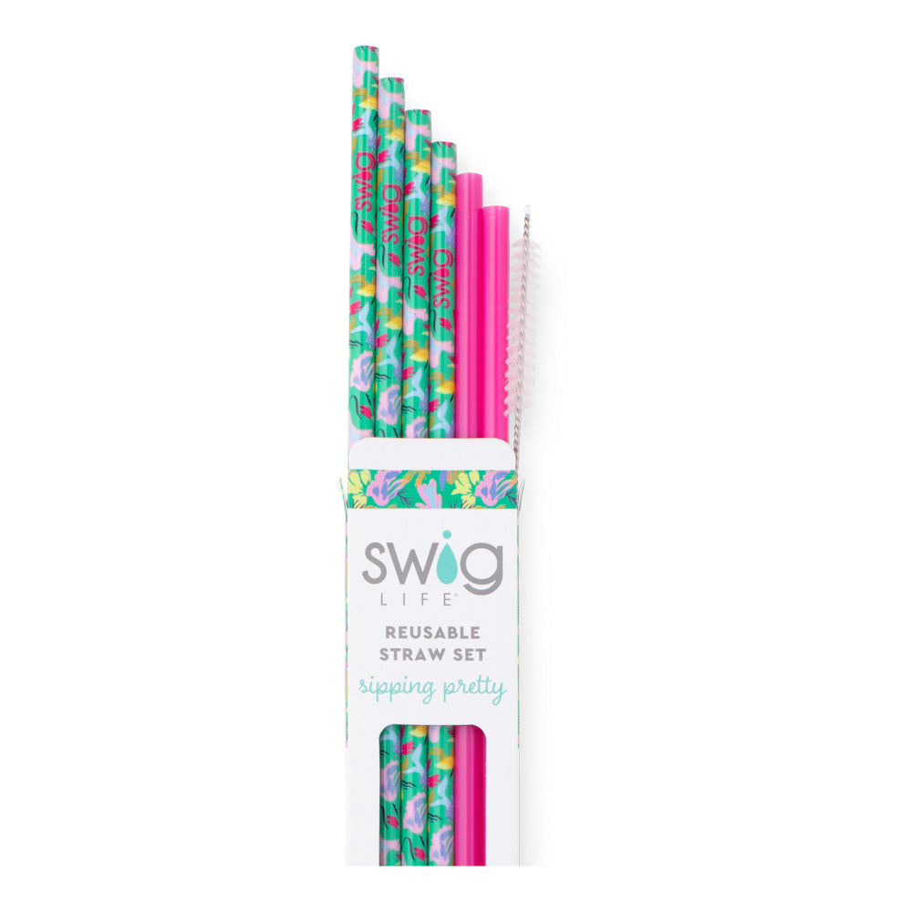 Swig Clear/Aqua Reusable Straw Set