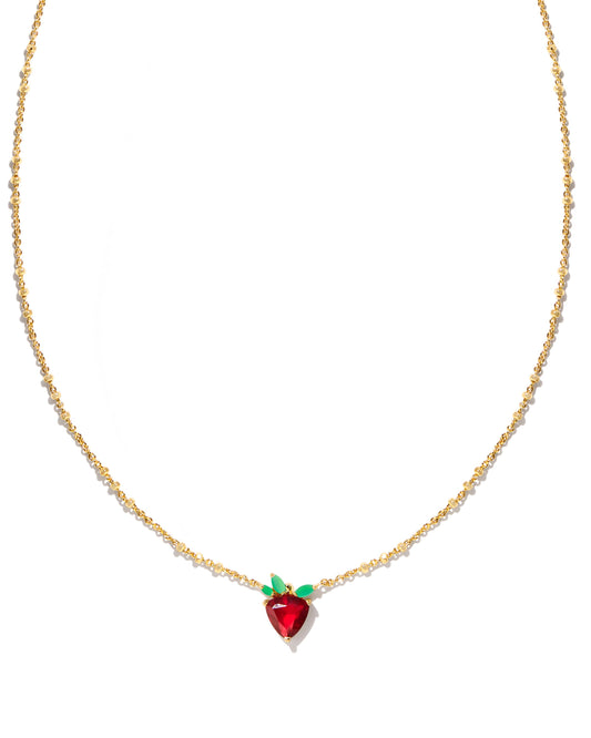 Kendra Scott Strawberry Short Pendant Necklace - Gold Dark Pink Crystal