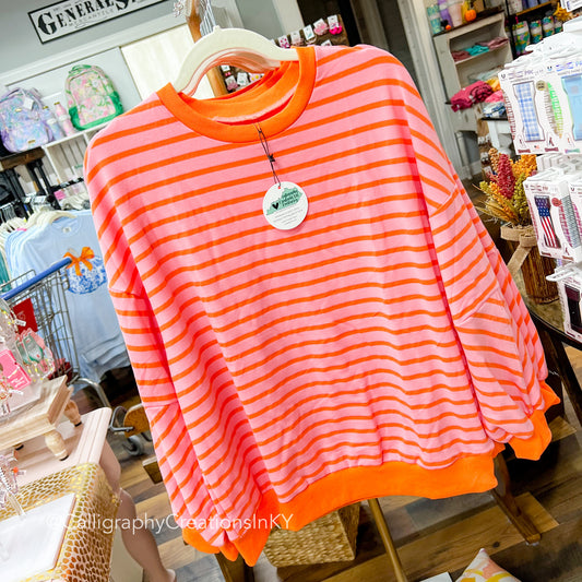 Pink/Orange Stripe Pullover