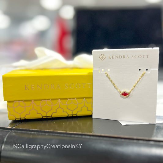 Kendra Scott Mini Abbie Satellite Short Pendant Necklace  - Gold Cranberry Illusion