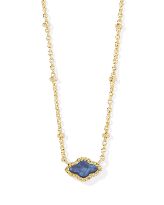 Kendra Scott Mini Abbie Satellite Short Pendant Necklace  - Gold Navy Abalone