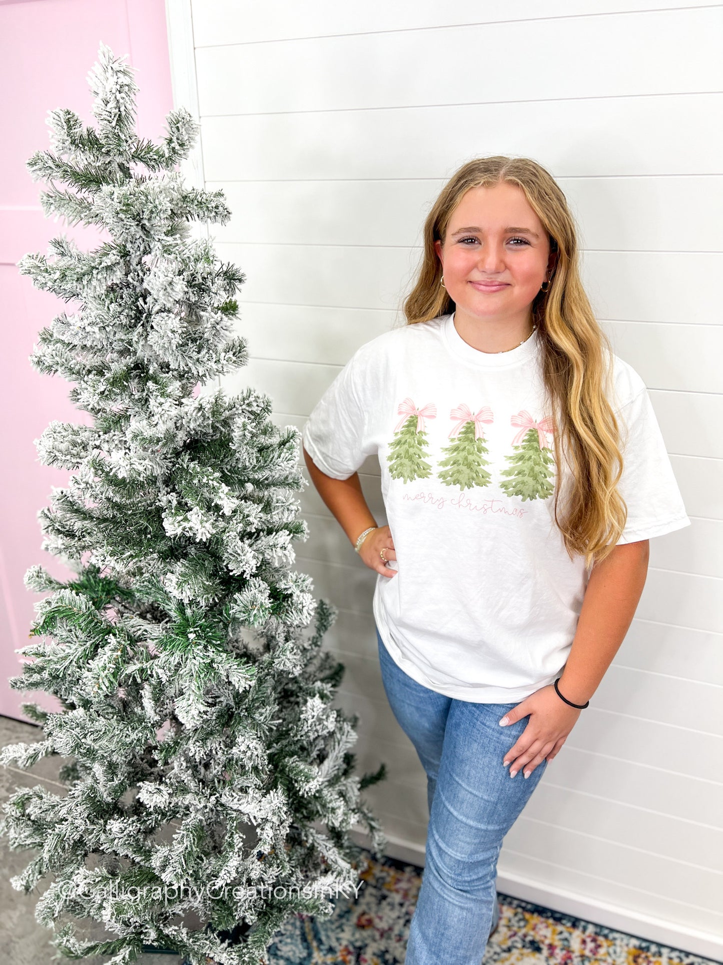 Merry Christmas Bow Trees Tee