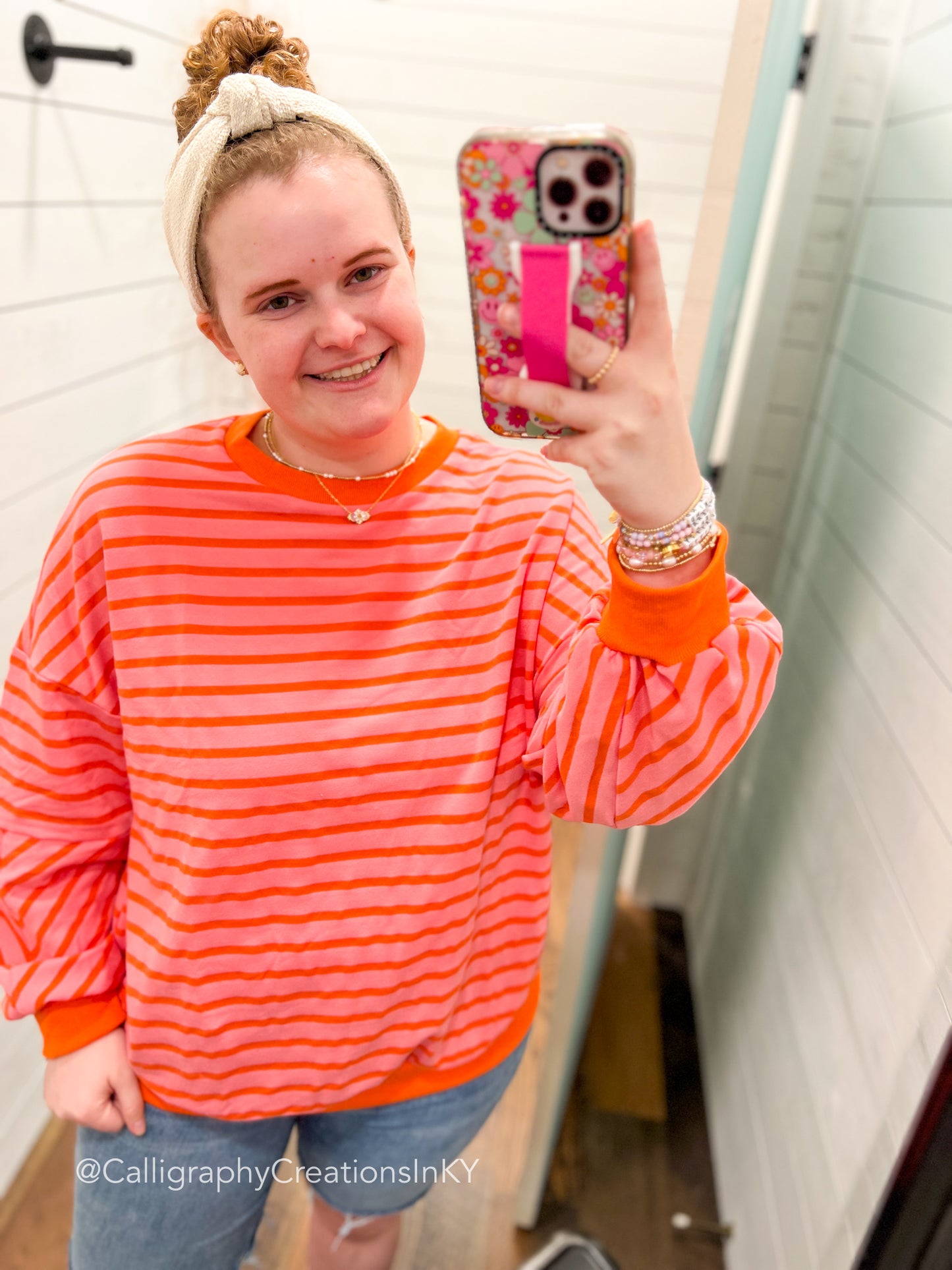 Pink/Orange Stripe Pullover