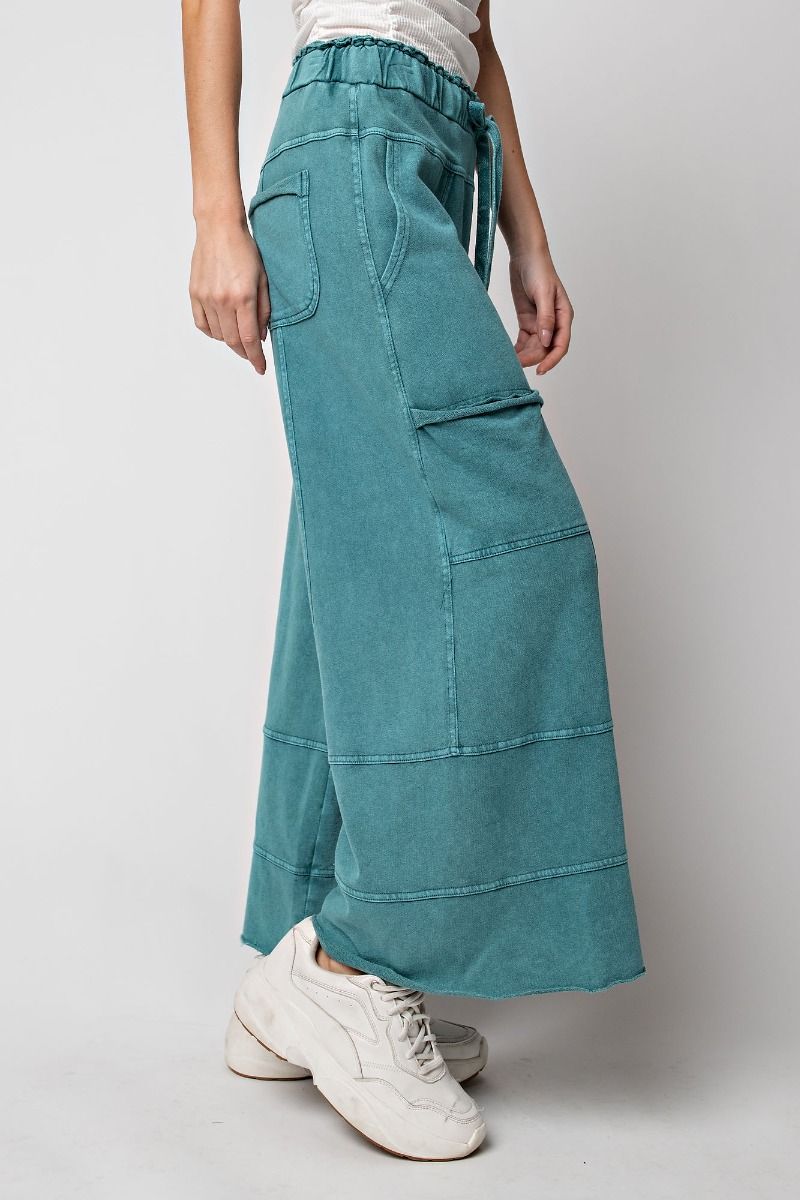 Teal Green • Mineral Washed Terry Knit Pants