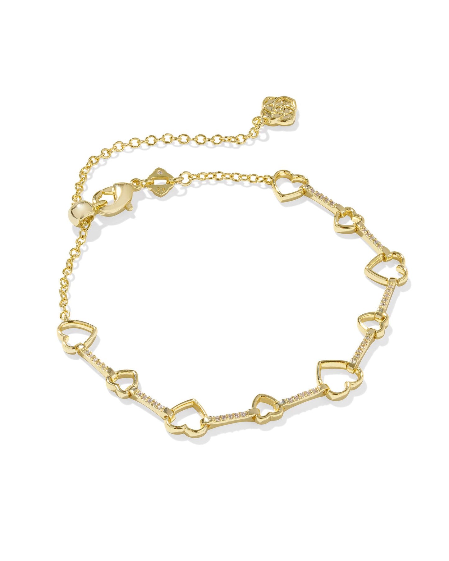 Kendra Scott Haisley Heart Delicate Bracelet - Gold White Crystal