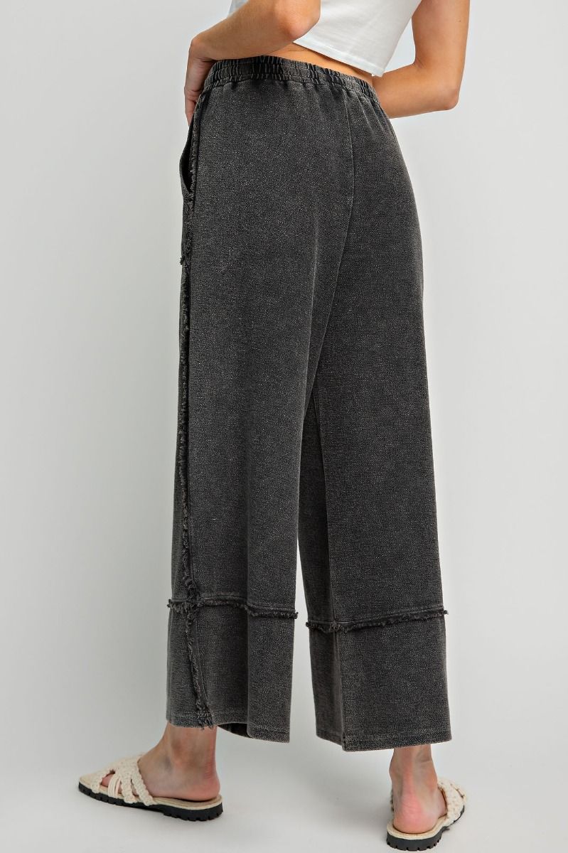 Black • Mineral Washed Terry Knit Palazzo Pants