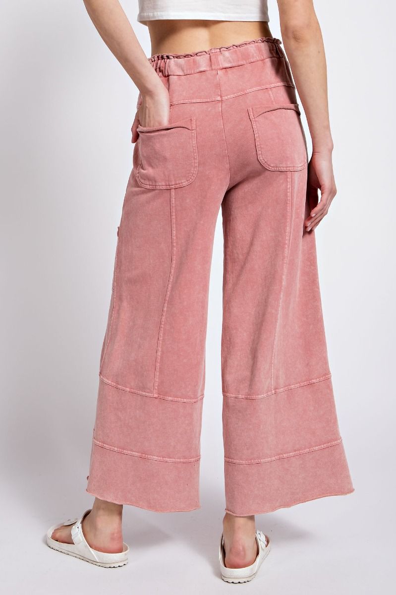 Mauve • Mineral Washed Terry Knit Pants