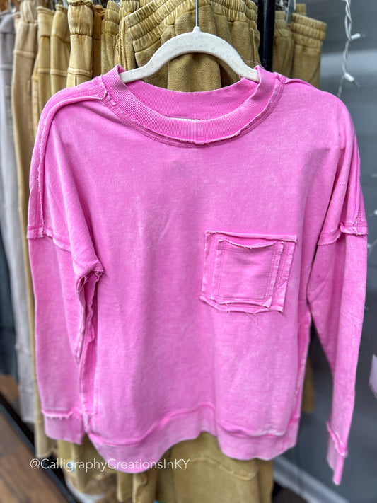 Pink Acid Wash Pullover