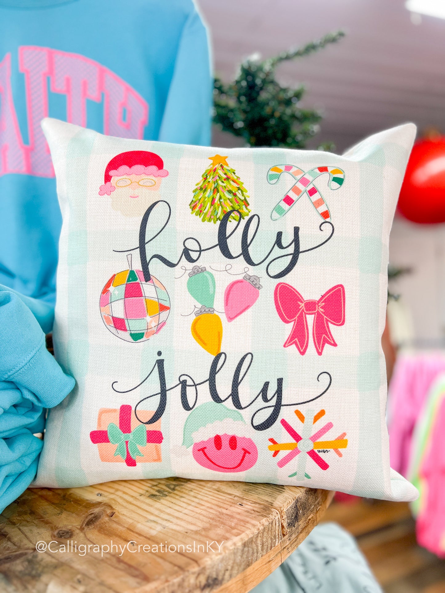 Holly Jolly Icon Pillow • Doodles by Rebekah