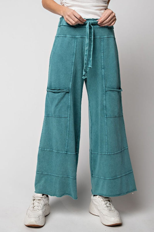 Teal Green • Mineral Washed Terry Knit Pants