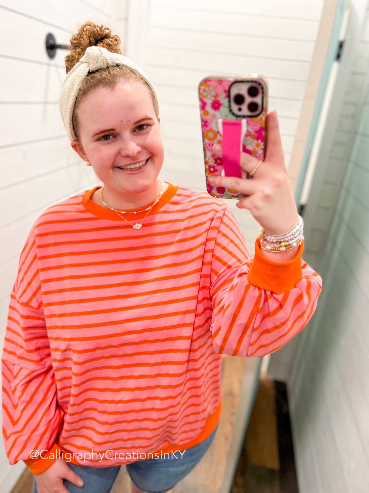 Pink/Orange Stripe Pullover