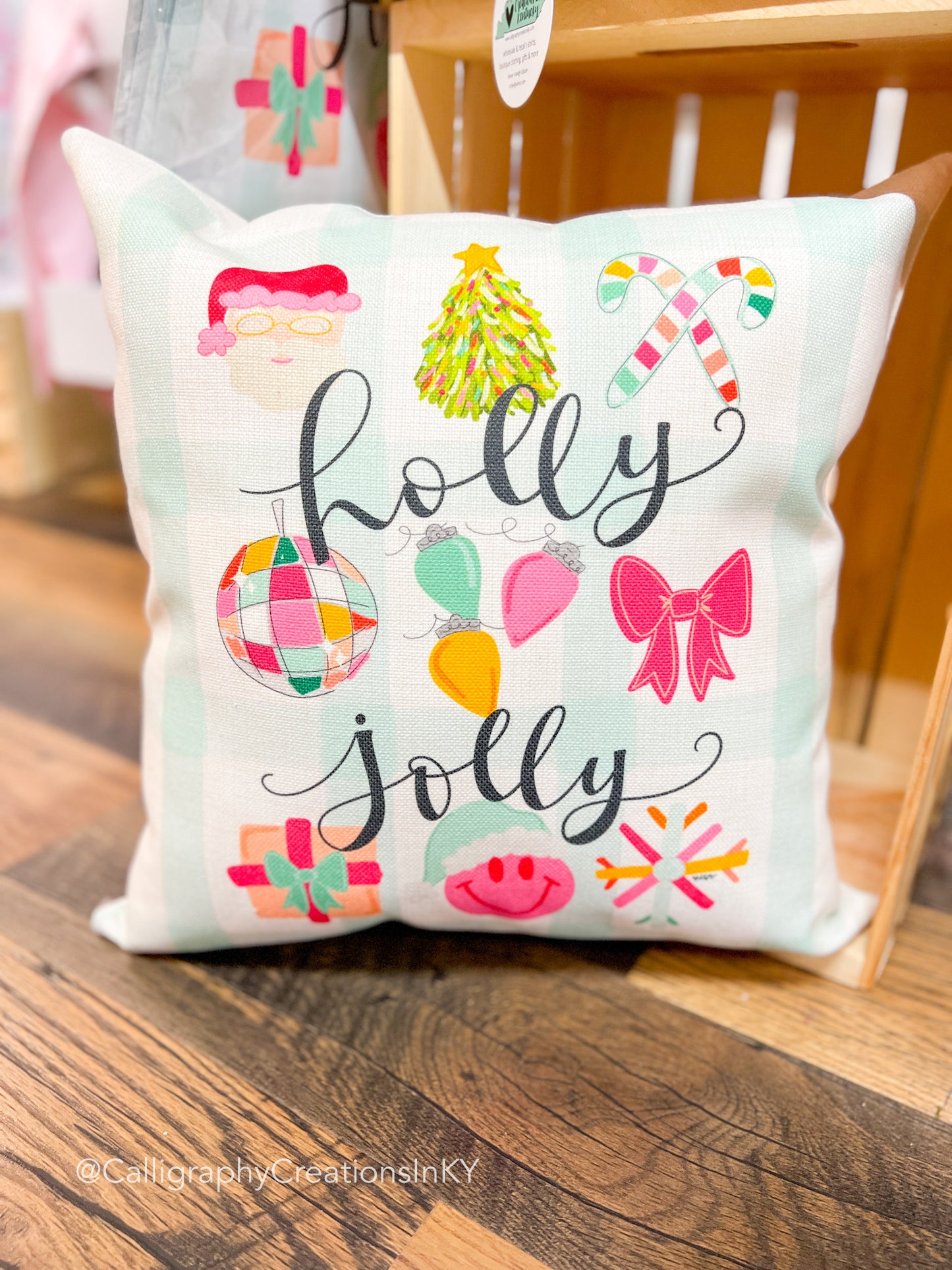 Holly Jolly Icon Pillow • Doodles by Rebekah