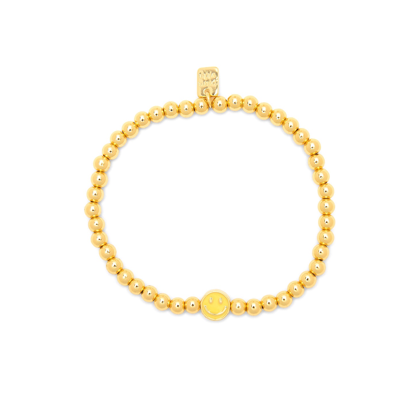 Happy Face Gold Bead Stretch | Pura Vida Bracelet