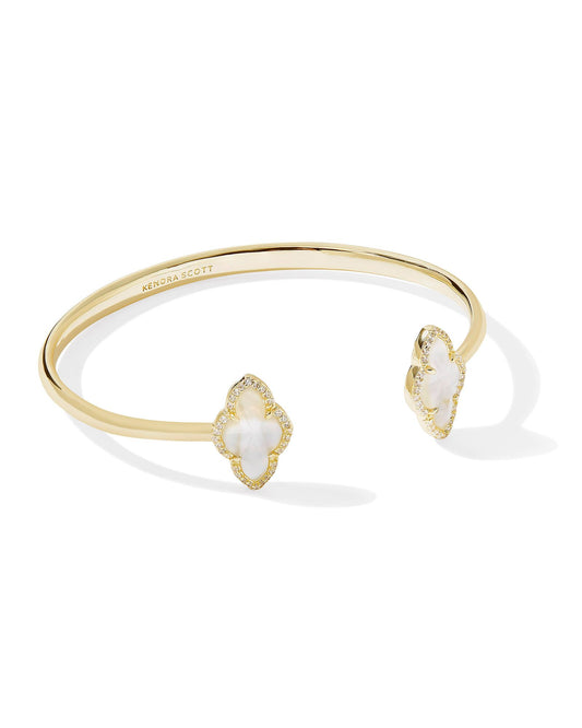 Kendra Scott Abbie Pave Frame Cuff Bracelet - Gold Ivory Mother Of Pearl