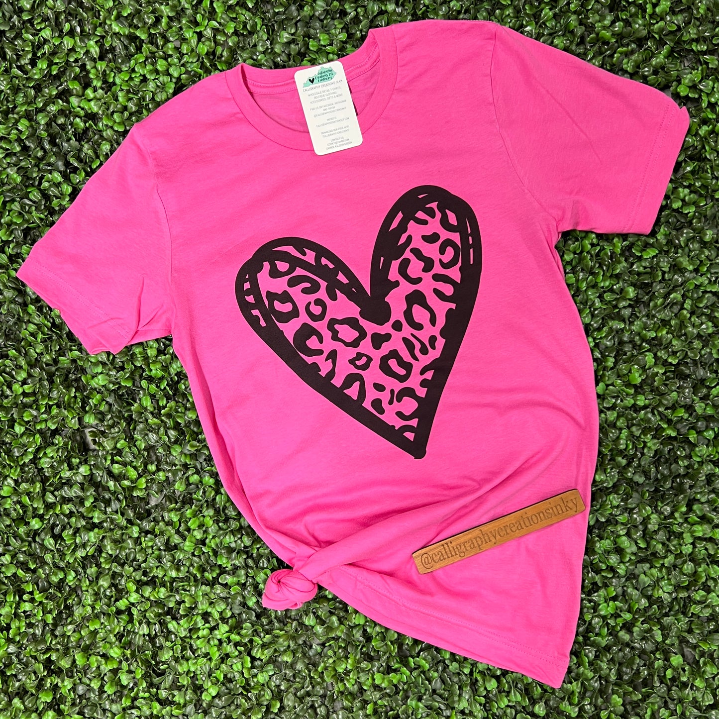 Pink Leopard Heart Tee