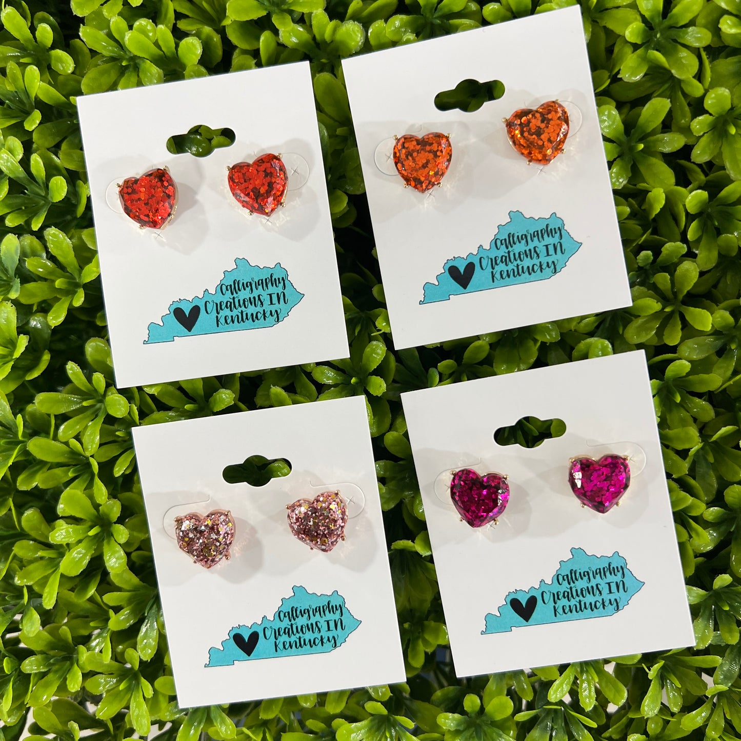 Glitter Heart Stud Earrings