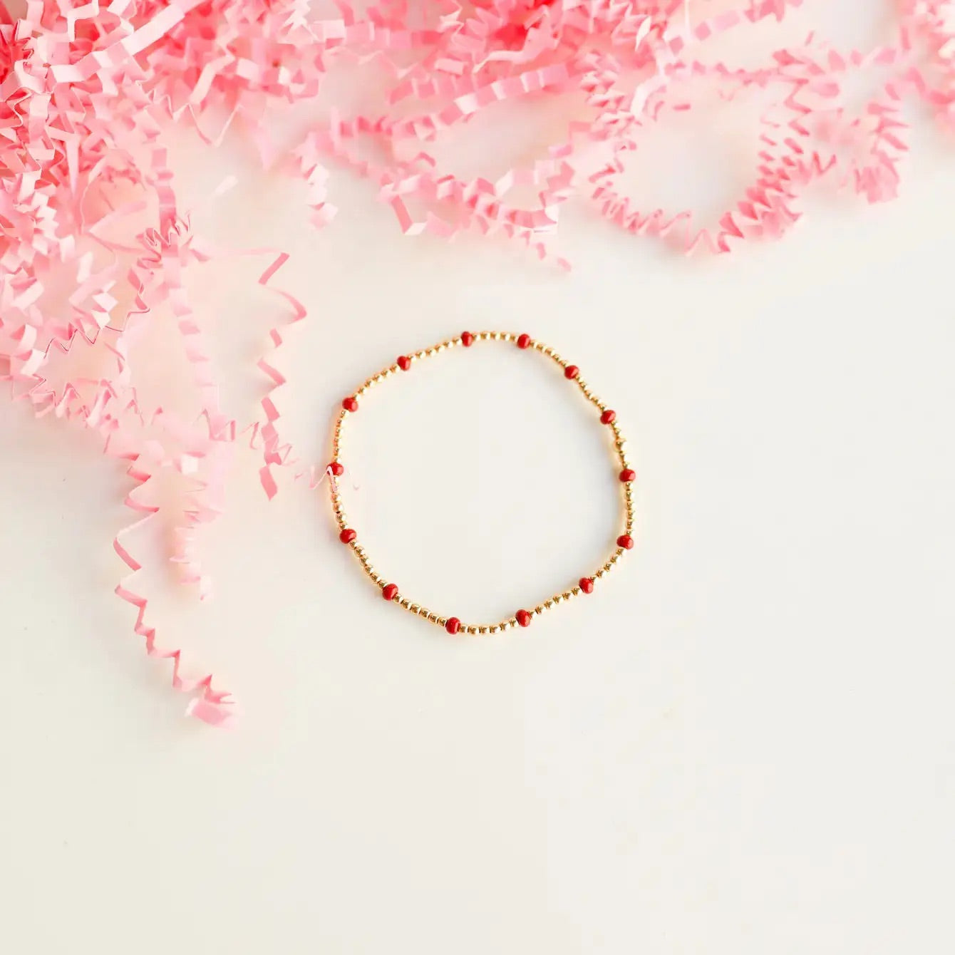 Red Dainty Poppi Beaded Blondes Bracelet