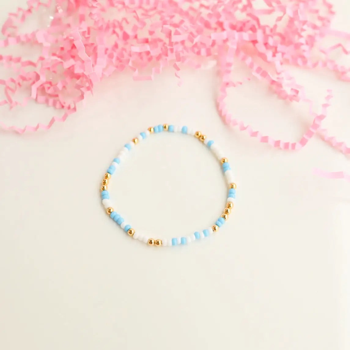 Sky Blue And White Sprinkle Bracelet • Beaded Blondes