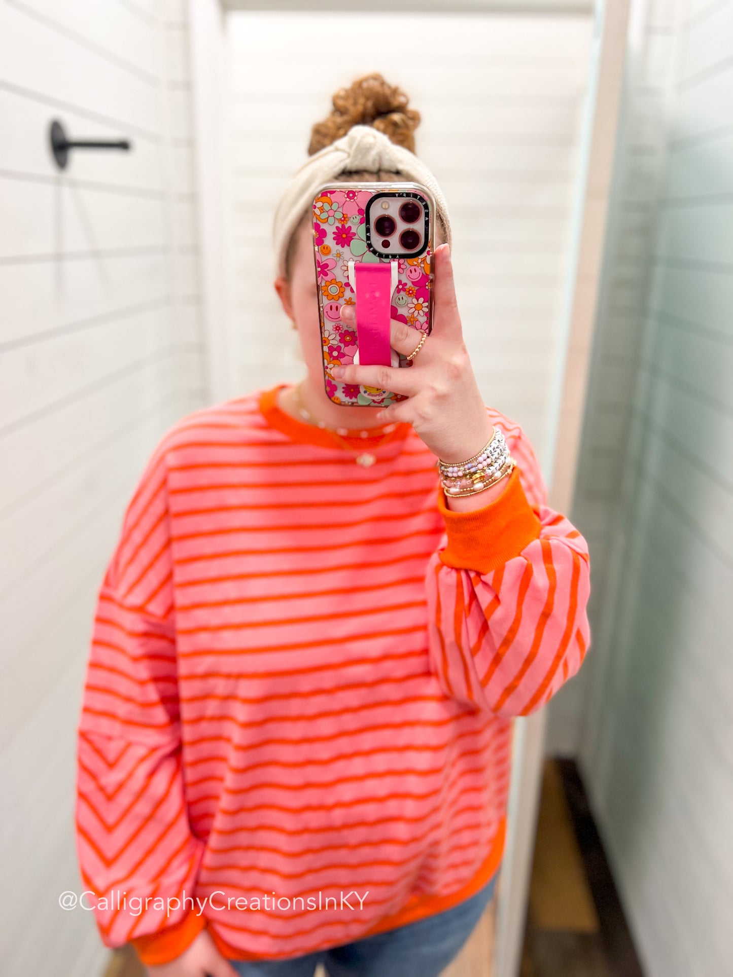 Pink/Orange Stripe Pullover