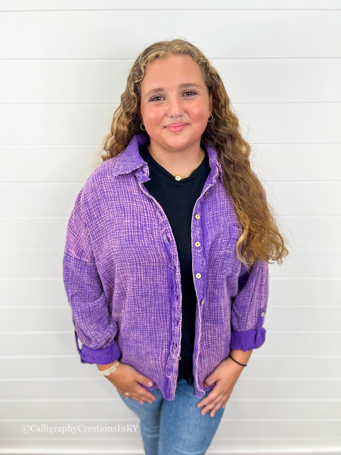 Violet | Washed Button Down Shirt