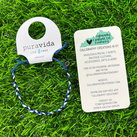 Blue & White | Custom Pura Vida Mini Braided Bracelet - FINAL SALE