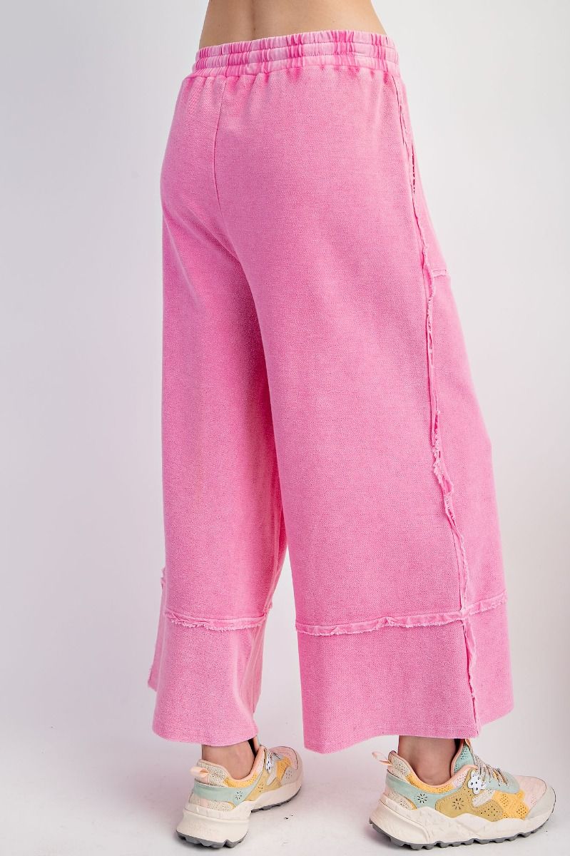 Hot Pink • Mineral Washed Terry Knit Palazzo Pants