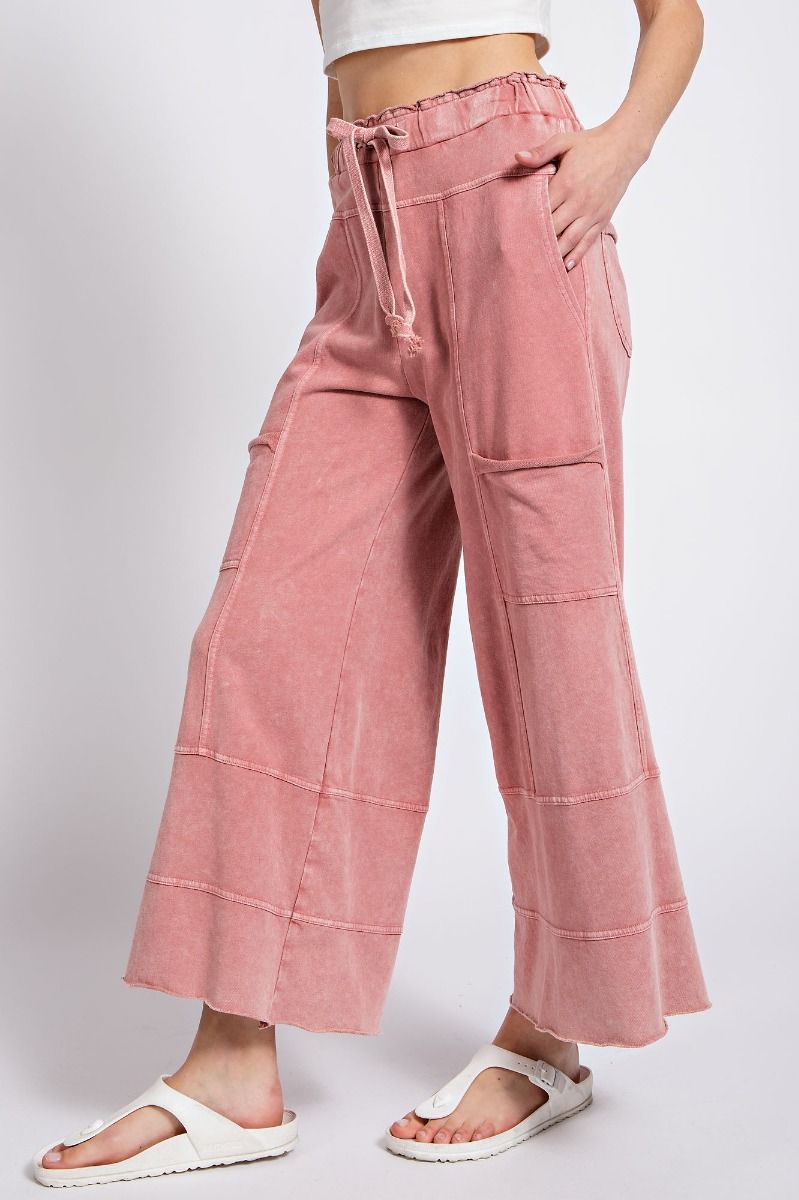 Mauve • Mineral Washed Terry Knit Pants