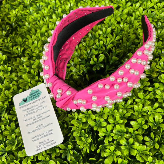 Hot Pink & Pearl Non-Headache Headband