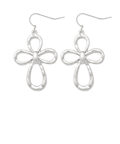 Silver | Cross Gold Flower Earrings