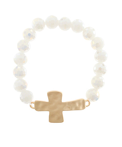 White | Sparkle Cross Bracelet