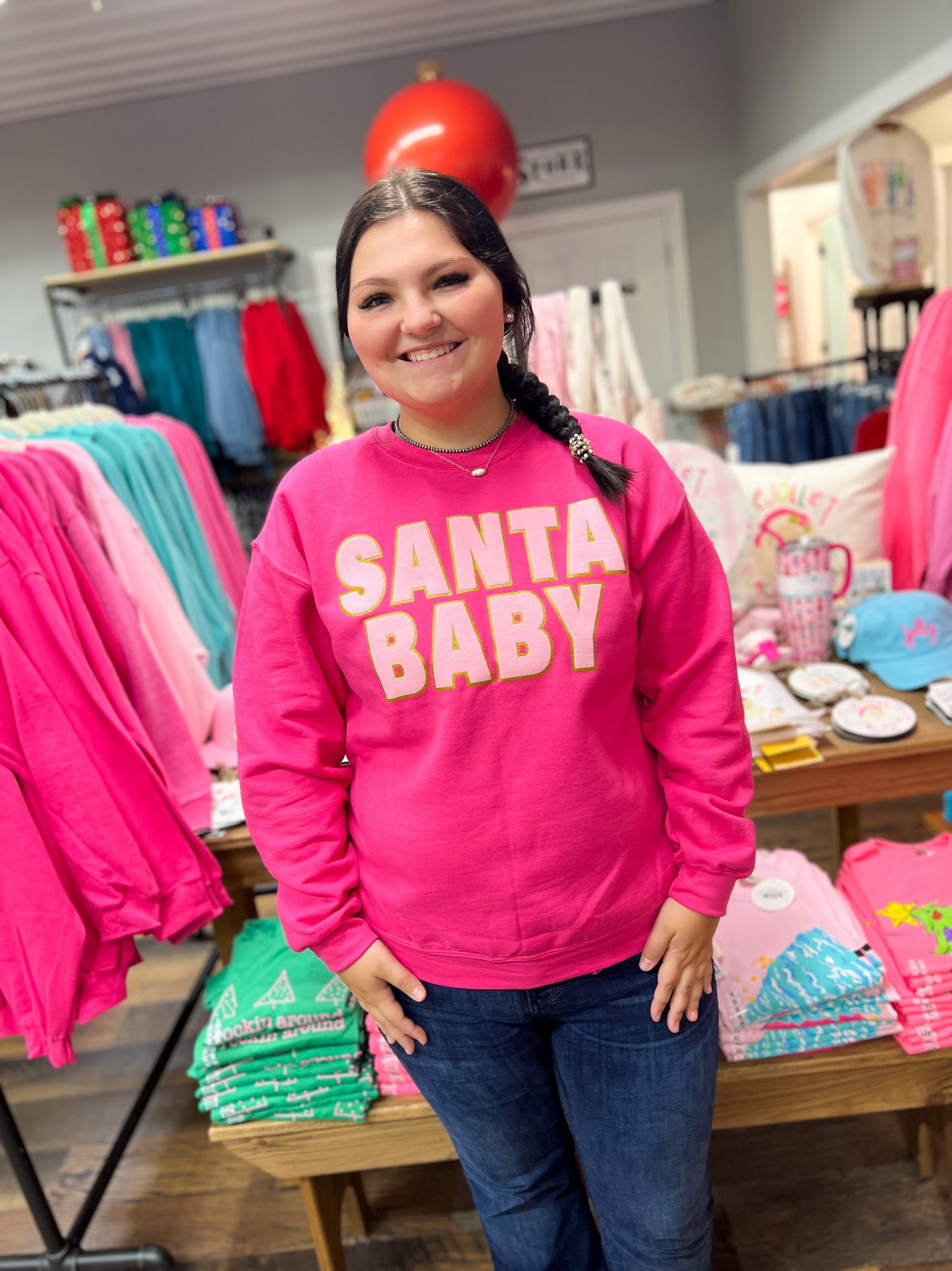 Pink Santa Baby Sweatshirt