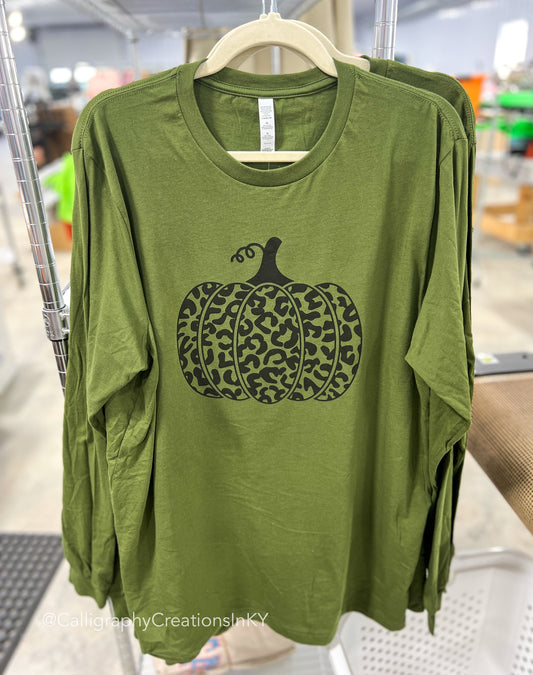 Olive Leopard Pumpkin LS Tee