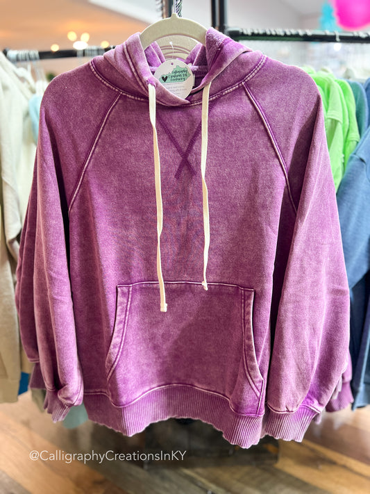 Plum | Acid Wash Hoodie