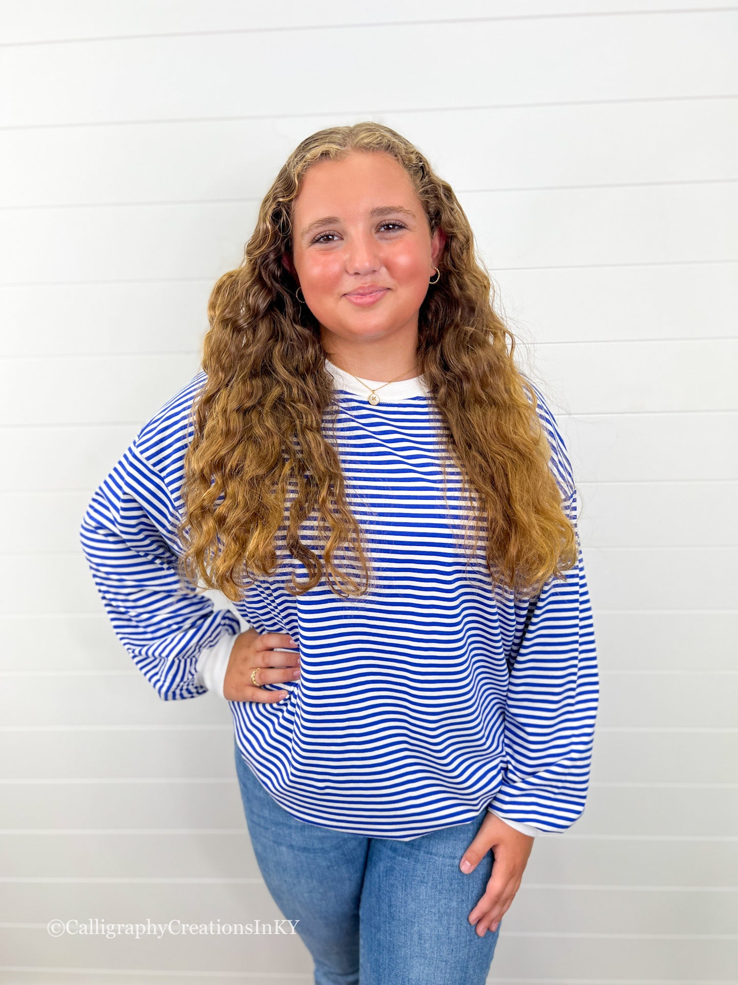 Royal | Long Sleeve Cool Stripes Top