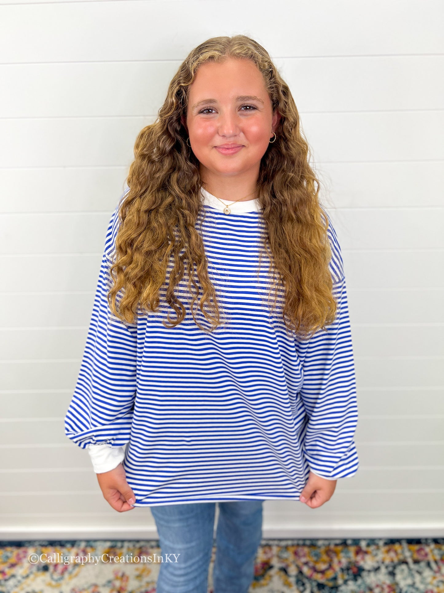 Royal | Long Sleeve Cool Stripes Top