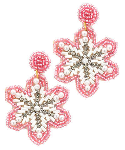 Pink Snowflake Earrings