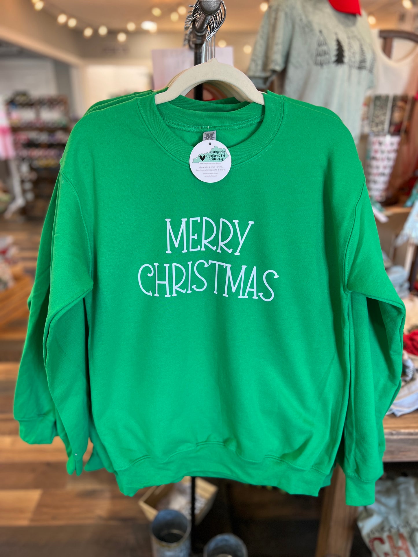 (DOORBUSTER DEAL) Green Merry Christmas Sweatshirt - FINAL SALE