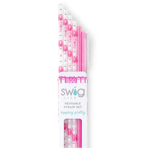 Faboolous + Pink Glitter Swig Reusable Straw Set FINAL SALE