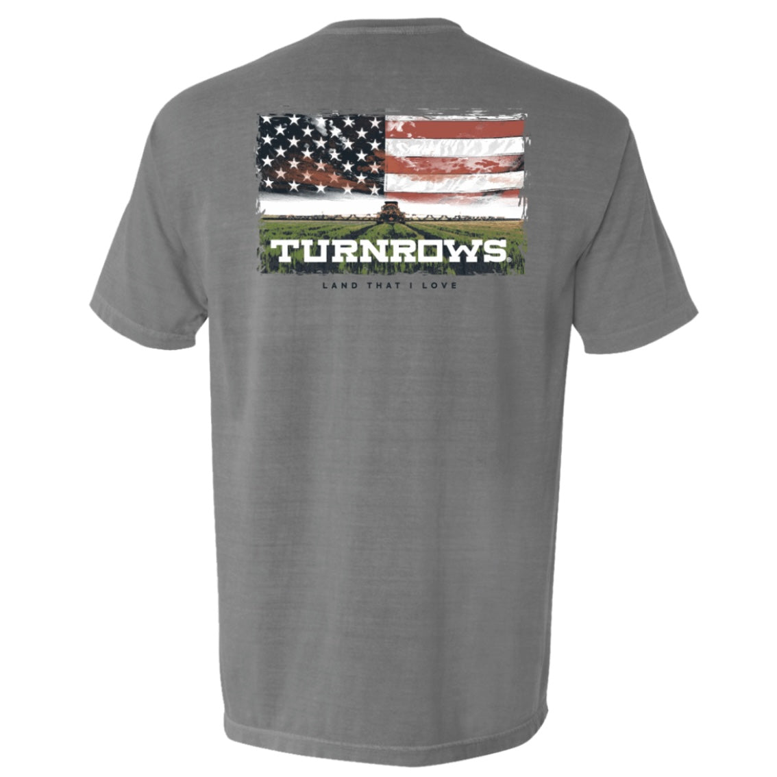 Gray Turnrows Land That I Love Pocket Short Sleeve Tee