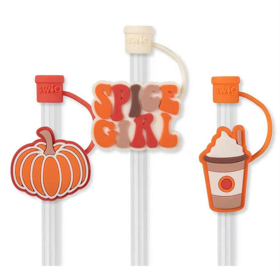 Pumpkin Spice Girl Swig Straw Topper Set