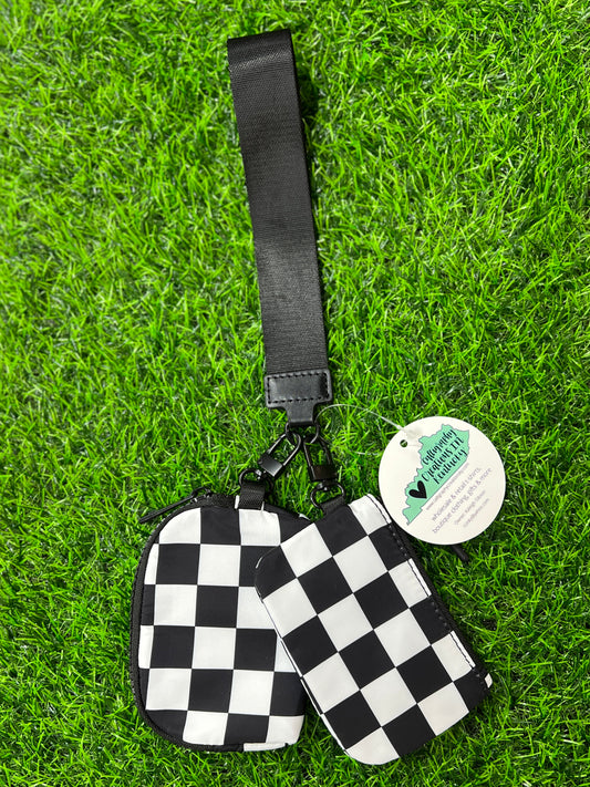 Black Check 2 Pouch Wristlet