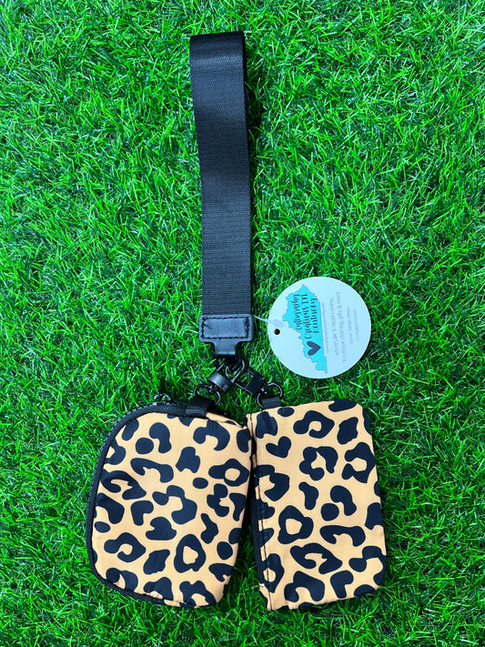 Brown Leopard 2 Pouch Wristlet