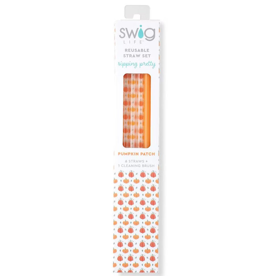 Pumpkins + Orange Swig Reusable Straw Set