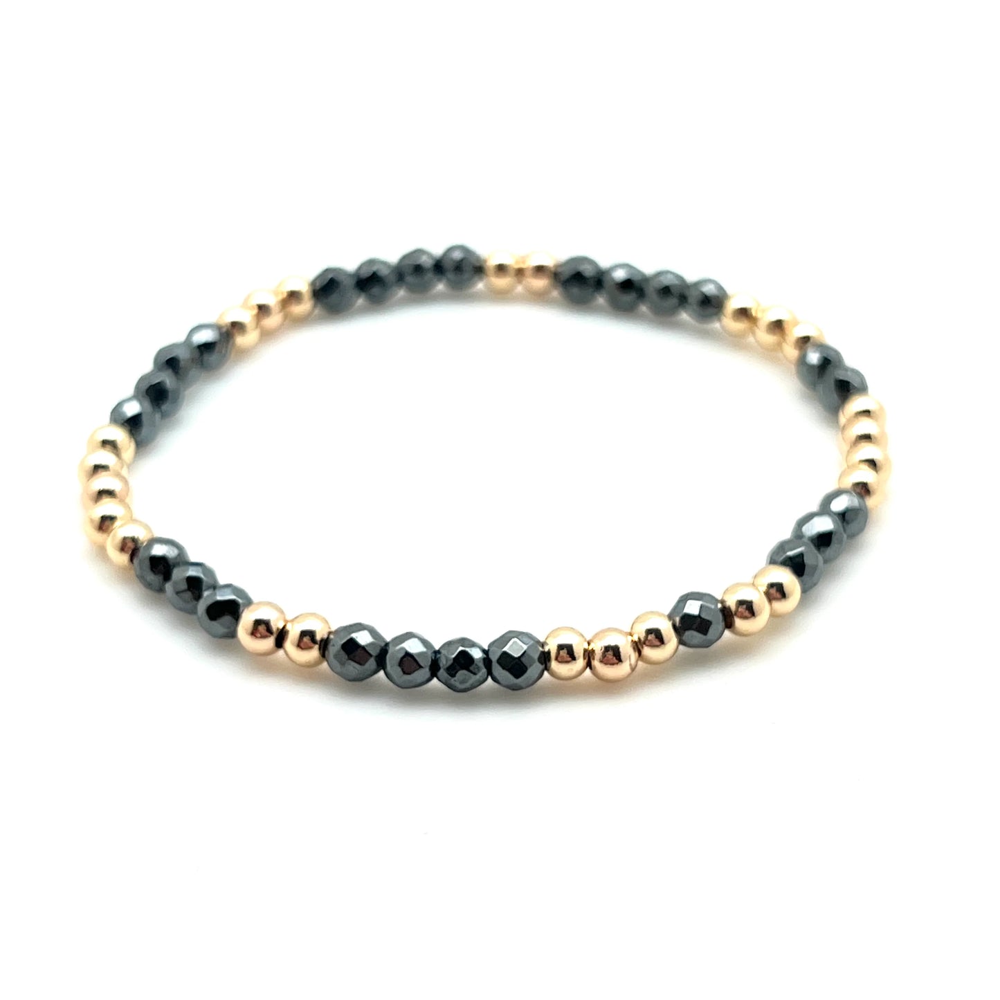 14K Gold Filled Hematite & Gold Eternity Bracelet