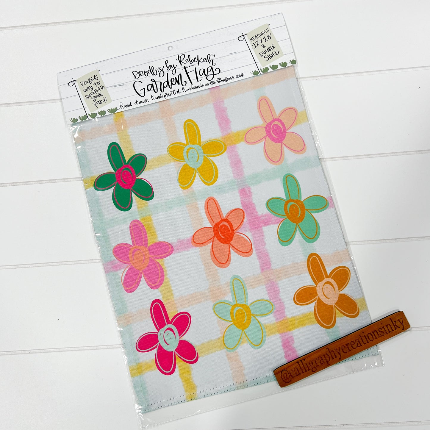 Gingham Flowers Garden Flag