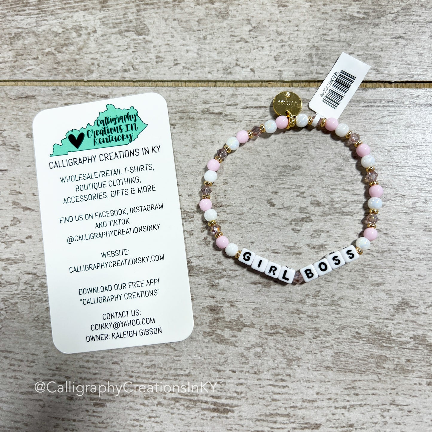 Girl Boss - Cotton Candy Skies Little Words Project Beaded Bracelet