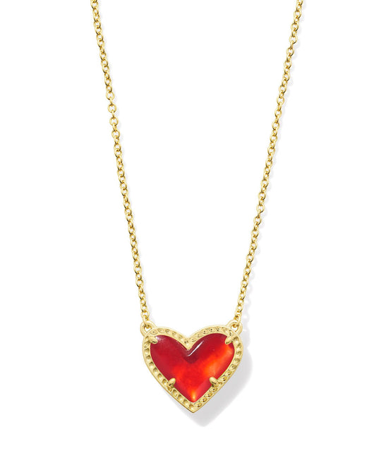 Kendra Scott Ari Heart Pendant Necklace - Gold Red Illusion