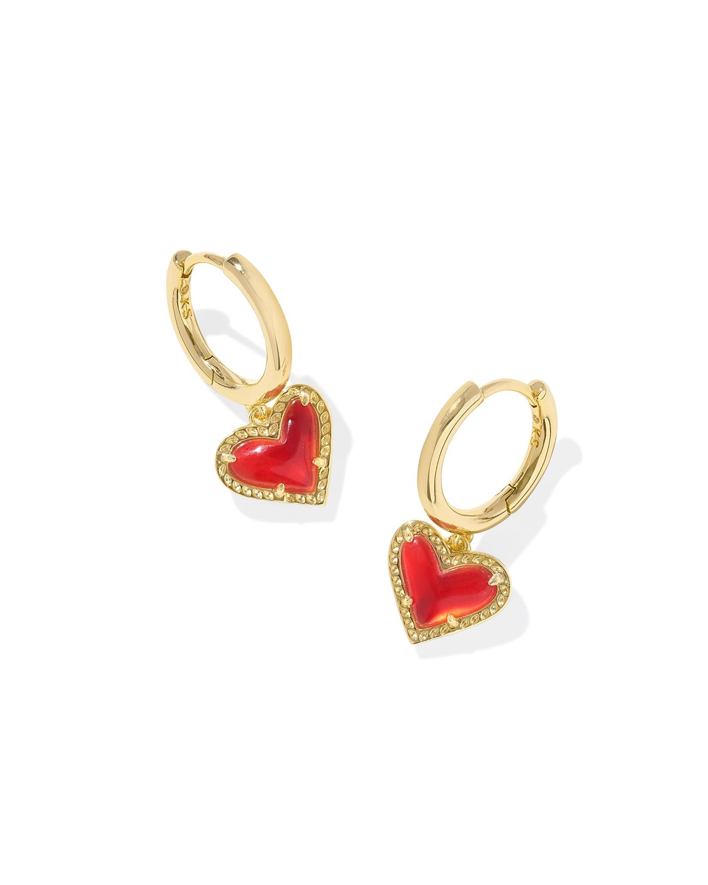 Kendra Scott Ari Heart Huggie Earrings - Gold Red Illusion