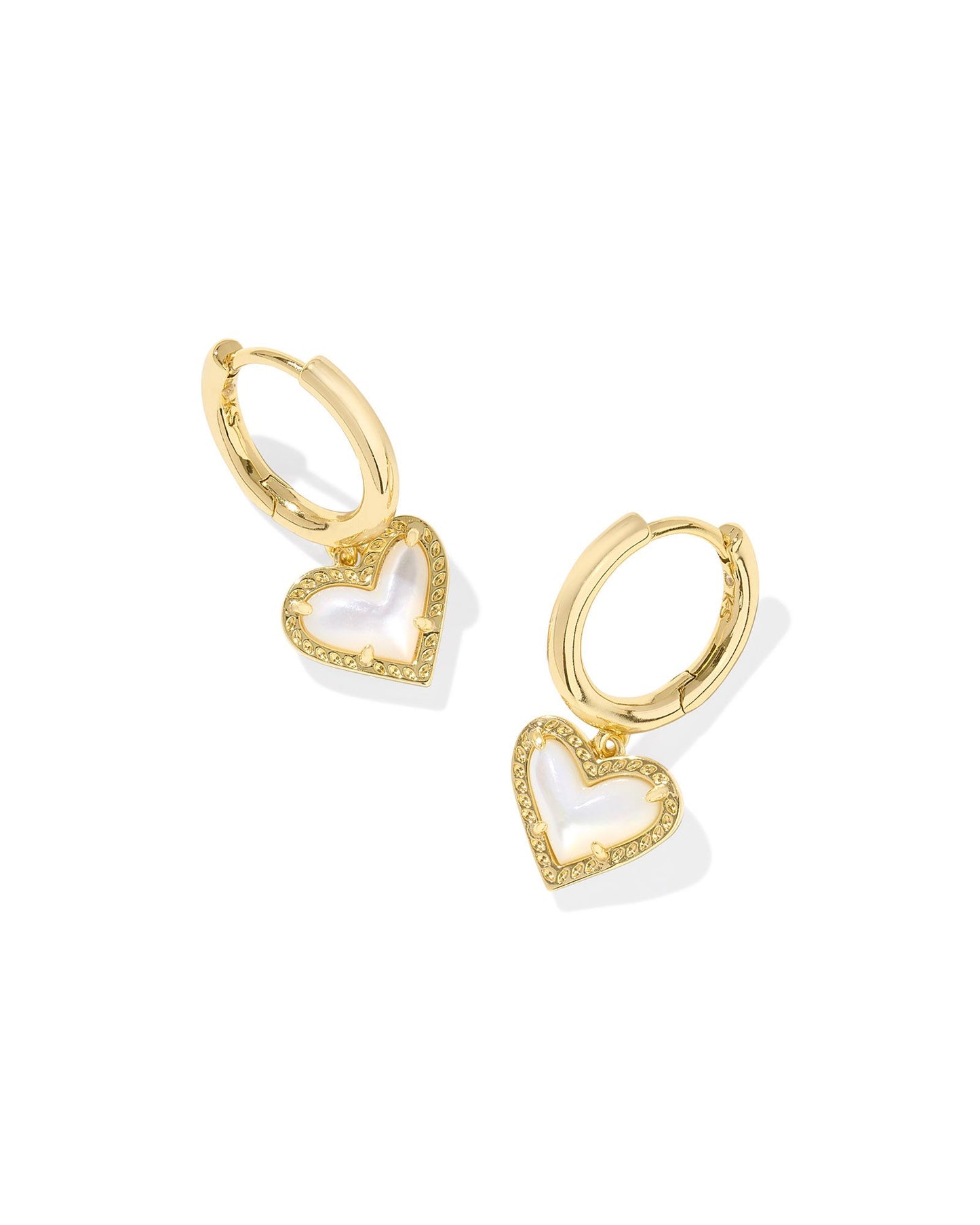 Kendra Scott Ari Heart Huggie Earrings - Gold Ivory Mother of Pearl