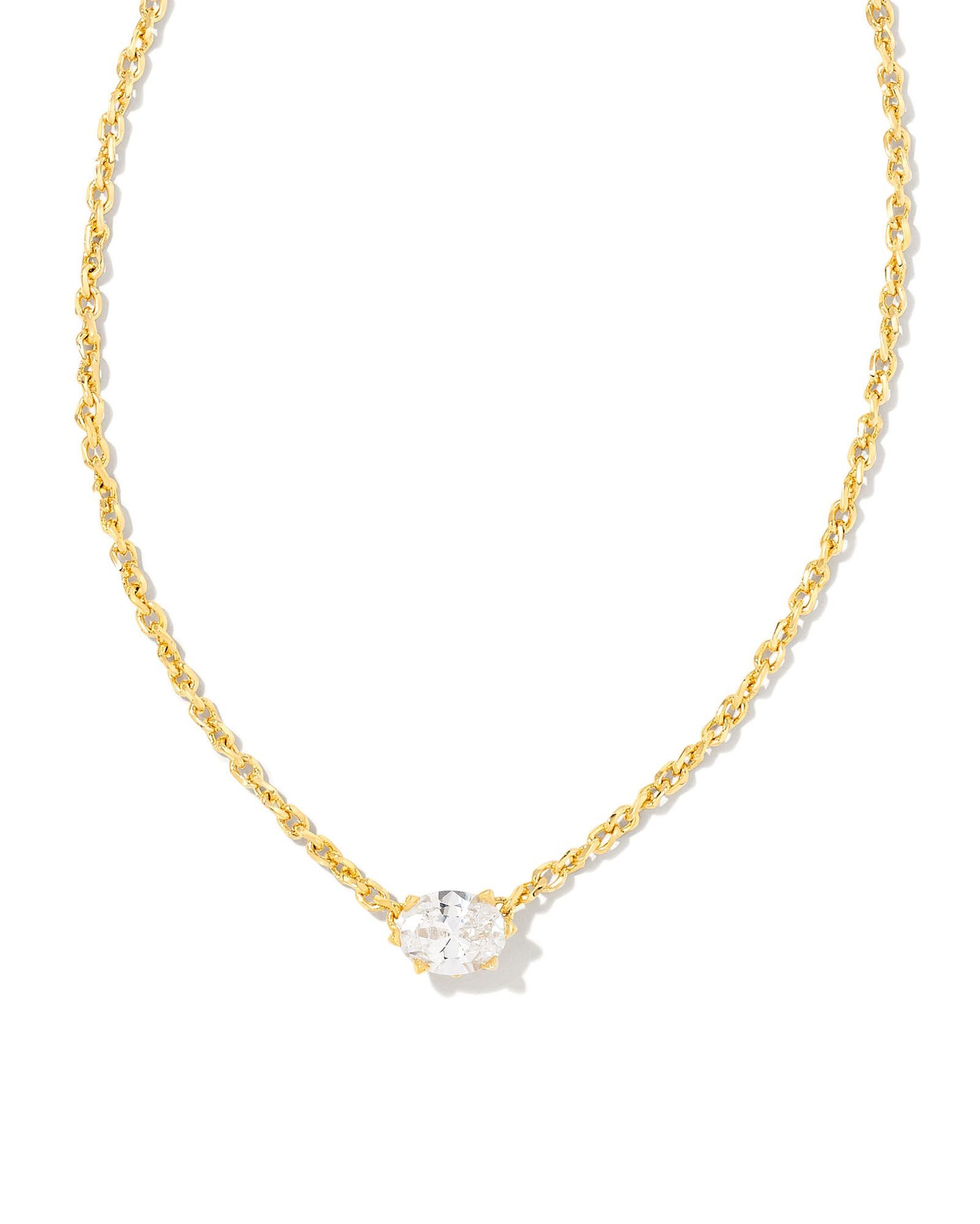 Kendra Scott Cailin Pendant Necklace - Gold Metal White Cubic Zirconium